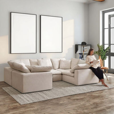 Modern U-Shape Sectional Sofa Modular Compressed Fabric Eco-Friendly Sofa Bed Customizable Double Seat Living Cloud Villa